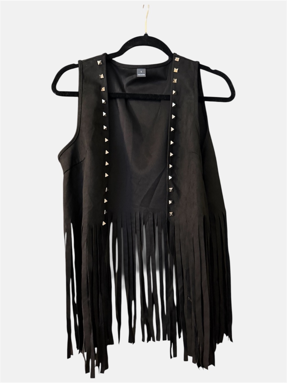 Black Studded Fringe Vest